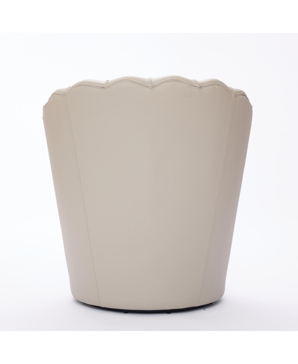 Streamdale Furniture Cream Petal Swivel Chair - 360 Spin, Genuine Leather Wing-Back Desk Chair