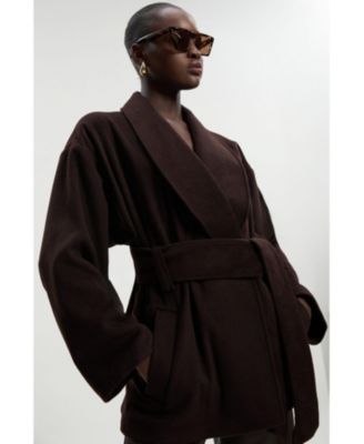 Women's Brushed Wool Wrap Short Coat