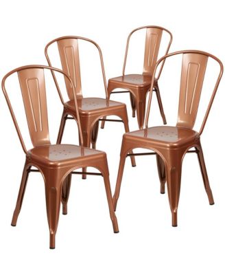 Commercial Grade 4 Pack Metal Indoor-Outdoor Stackable Chair