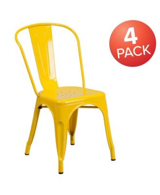 Commercial Grade 4 Pack Metal Indoor-Outdoor Stackable Chair