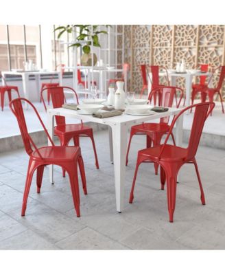 Commercial Grade 4 Pack Metal Indoor-Outdoor Stackable Chair