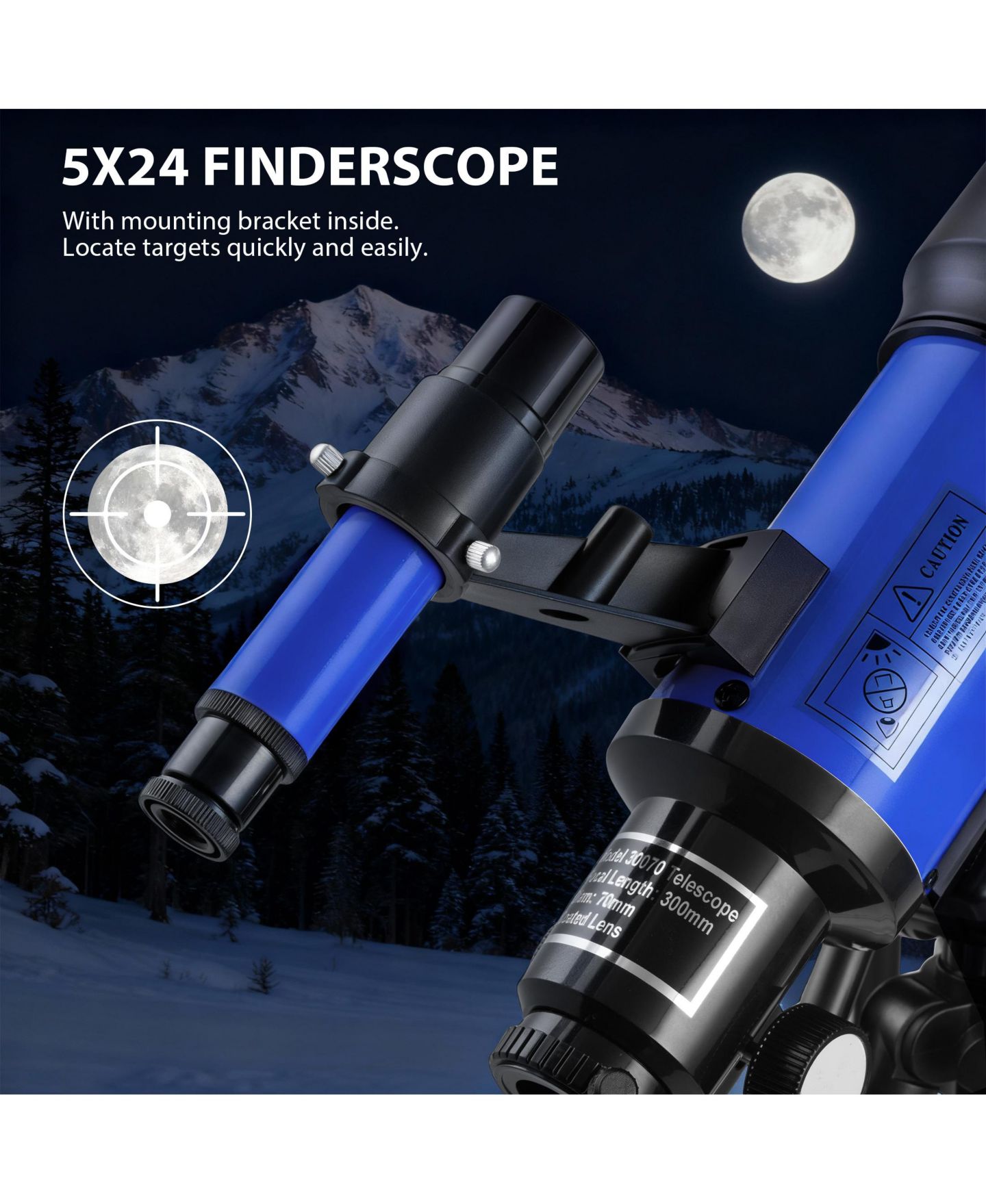 Детские игрушки SUGIFT 70mm Aperture 300mm Refractor Telescope 15X–150X Magnification, 10-Piece Telescope Kit, Ages 8+ — фото 9