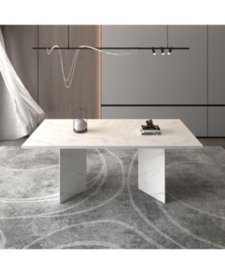 Streamdale Extendable Faux Marble Dining Table (Seats 6-10