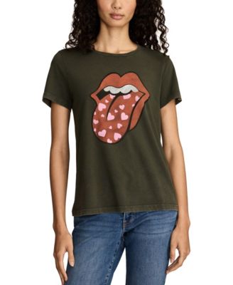 Women's Rolling Stones Heart Lip Crewneck T-Shirt