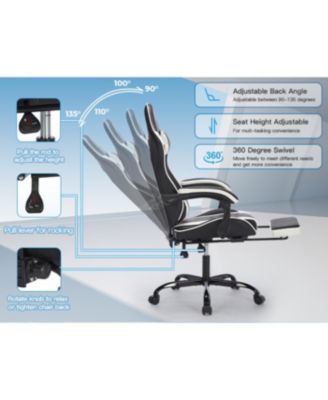 Streamdale Gaming Chair with Footrest, Ergonomic Computer Chair, Black White