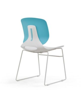 Streamdale Modern Stacking Chairs Set of 4, White/Blue, Polypropylene Seat, Fiberglass Back
