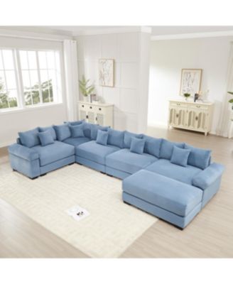 Oversized Cloud Modular Sectional Couch with Ottoman