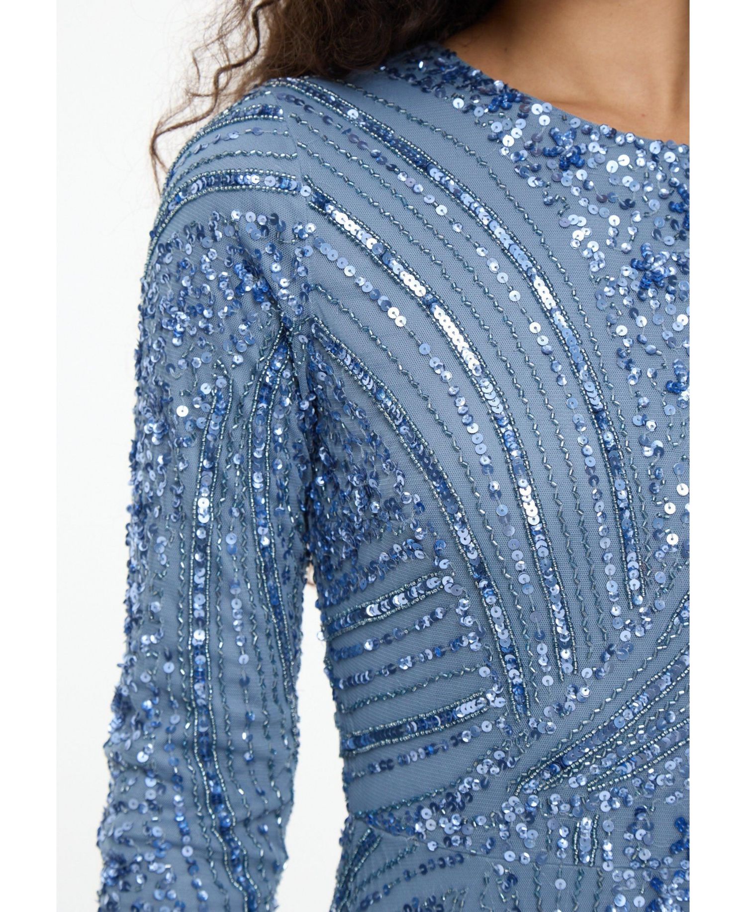Women's Modest Embellished Sequin Beaded Dress Maxi With Elegant design