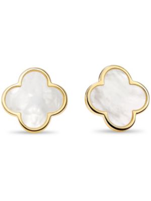Mother of Pearl Clover Stud Earrings in 14K Gold