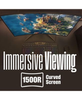 32" Curved Full HD Gaming Monitor, 165Hz, AMD FreeSync, Low Motion Blur, 1500R, 1080p, DP & 2x HDMI, Built-in Speakers