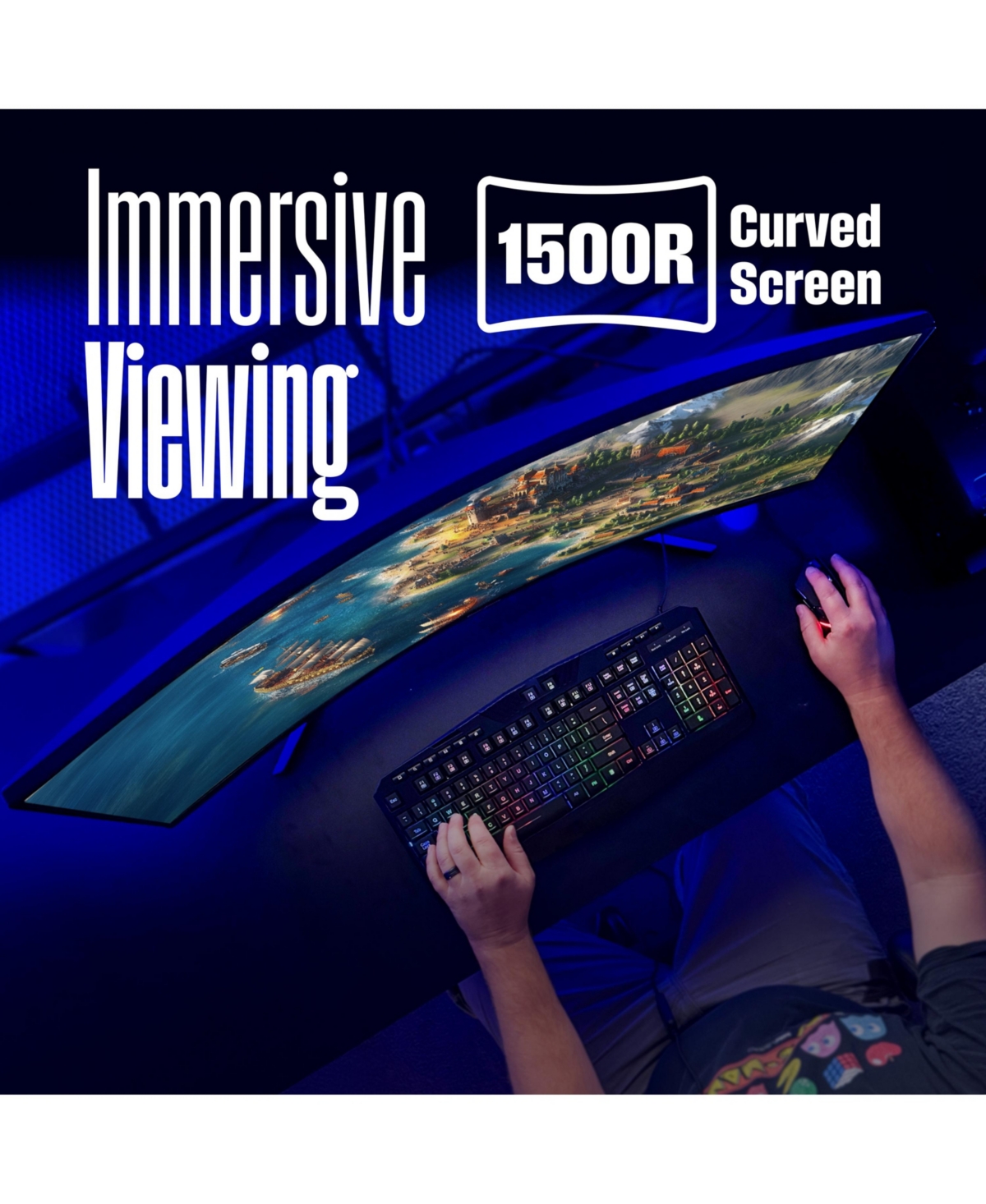 Westinghouse 34" Curved Ultrawide Gaming Monitor, 180Hz, Amd FreeSync, 1500R Curve, 3440x1440, Built-in Speakers, 2xDP, 2xHDMI