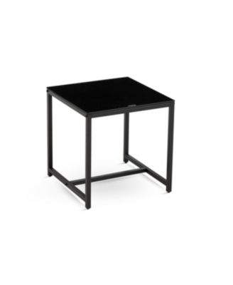 Streamdale Black Glass Night Stand, MDF Side Table, Small Tea Table