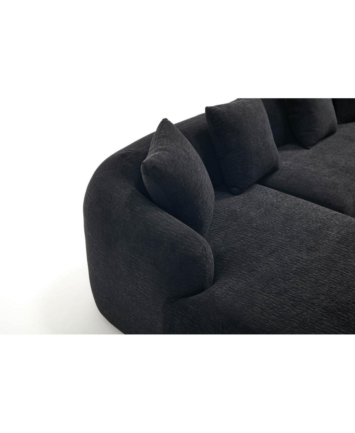Streamdale Furniture Streamdale Compression L-Shape Sectional Sofa with Curved Chaise, Black Modular Chenille Couch
