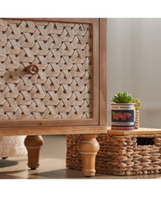 Rattan TV Stand for TVs, Mid Century Boho Entertainment Center