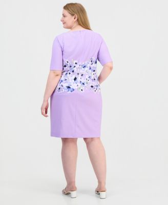 Plus Size Printed Scuba Crepe Sheath Dress