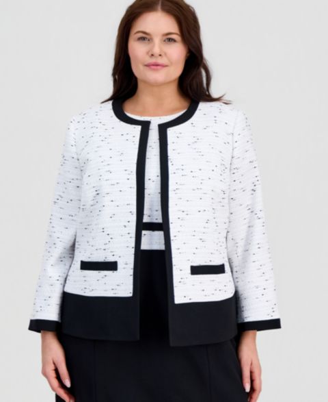 Женские кардиганы Kasper Plus Size Colorblocked Open-Front Cardigan