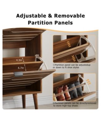 Medieval Modern Independent Shoe Cabinet, Walnut Shoe Storage Cabinet, Fence Shoe Cabinet