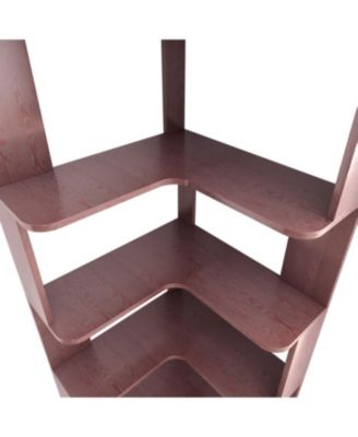 6 Tier L-Shaped Corner Bookshelf - Wooden Bookcase with Anti-Tip Device