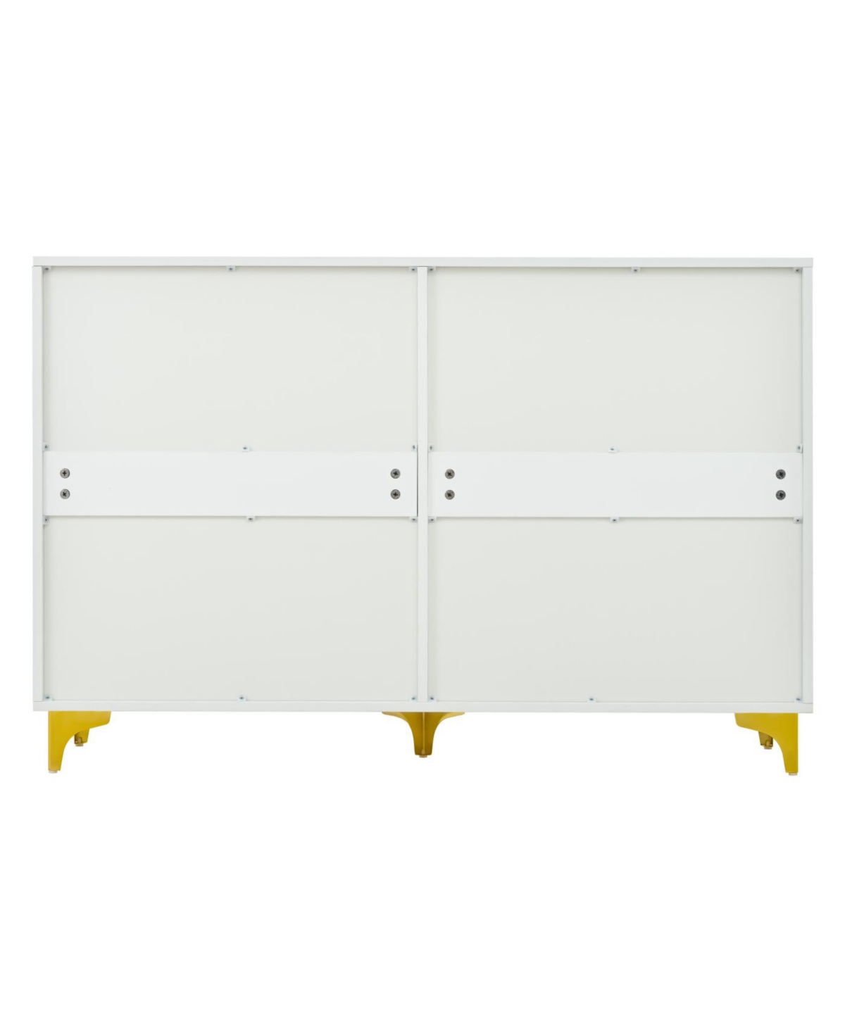 Streamdale Furniture Six drawers, golden straight aluminum handle, golden triangle legs, white locker