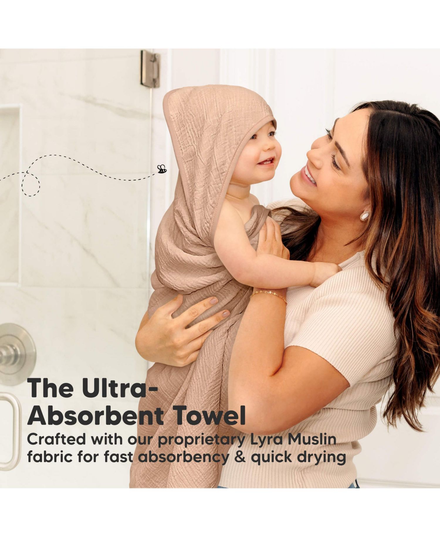 2pk Lyra Muslin Baby Towels with Hoods for Girl, Boy, Soft, Absorbent, Cotton Hooded Baby Bath Towels