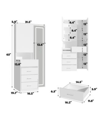 LED Dressing Table with full body mirror | Sliding cover hidden compartment+three drawer large capacity | Versatile in bedroom/dressing room