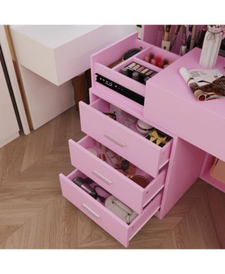 LED Dressing Table with full body mirror | Sliding cover hidden compartment+three drawer large capacity | Versatile in bedroom/dressing room