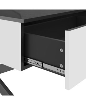 Streamdale Rectangular Black High Gloss Coffee Table with Storage - 47.3