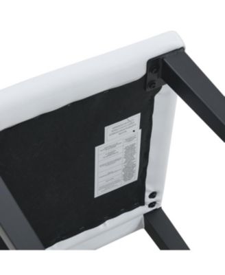 Set of 2 White PU Dining Chairs with Black Metal Legs