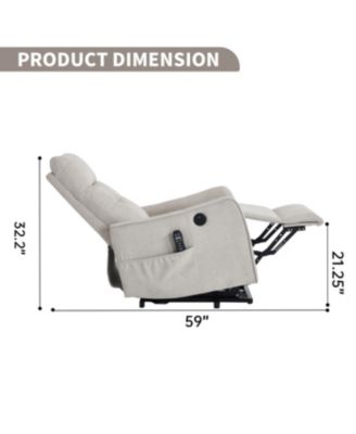 Beige Chenille Power Lift Recliner Chair with Massage & Heat for Elderly