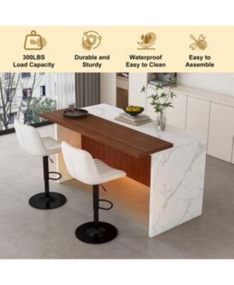 Black Marble Kitchen Island with LED Lighting & Grille Details