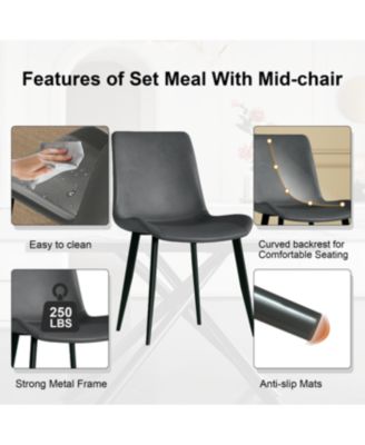 35" Round Black Glass Mid-Century Modern Dining Table