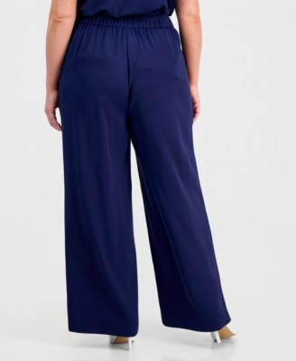 Plus Size High-Rise Wide-Leg Pull-On Pants