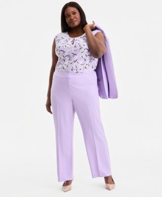 Plus Size Stretch Crepe Fly-Front Trousers
