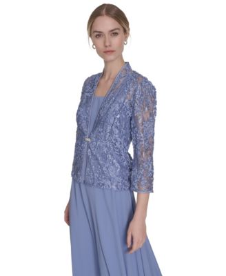 Women's 3/4-Sleeve Jacket with Crewneck Dress