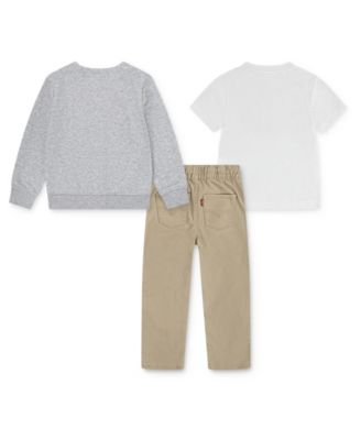Boys' Toddler 2T-4T Long-Sleeve Cardigan, T-Shirt and Pants, 3-Piece Set