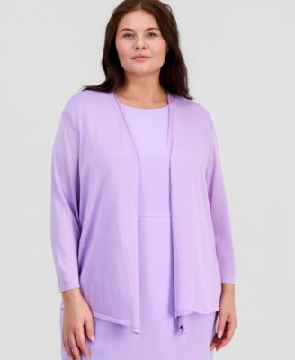 Plus Size Open-Front A-Line Cardigan