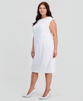 Plus Size Stretch-Crepe Cap-Sleeve Sheath Dress