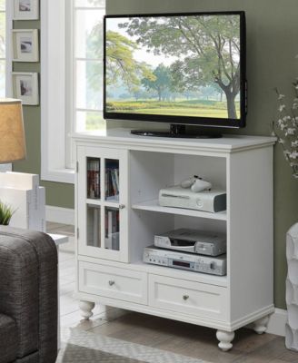 36" Glass 2 Drawer TV Stand with Storage