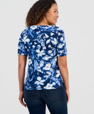 Petite Boat-Neck Elbow-Sleeve Top, Macy's Exclusive