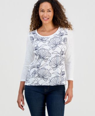 Petite Embroidered-Front Top, Macy's Exclusive