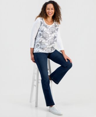 Petite Embroidered-Front Top, Macy's Exclusive