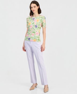 Women's Printed Scoop-Neck Sweater T-Shirt