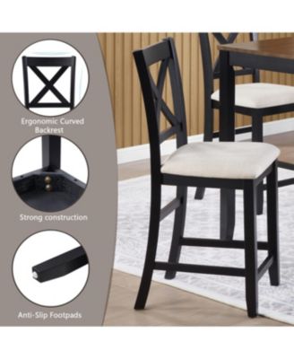 5-Piece Counter Height Dining Table Set with 4 Chairs, Black & Oak