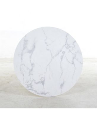 42.1" White Mid-century Dining Table with Round MDF Top