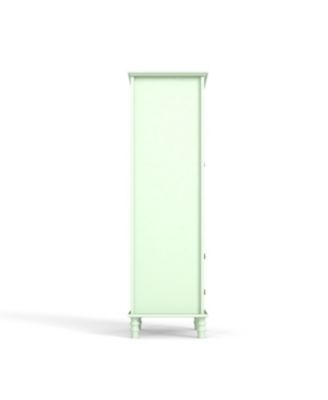 Minimalist Mint Green Buffet Cabinet with Glass Doors & Double Drawer