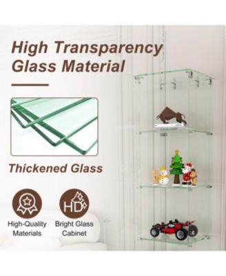  Premium 5-Tier Glass Display Case with 5 LED Modes, Single Door Bookshelf