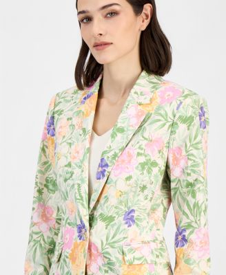 Women's Printed Single-Button Blazer