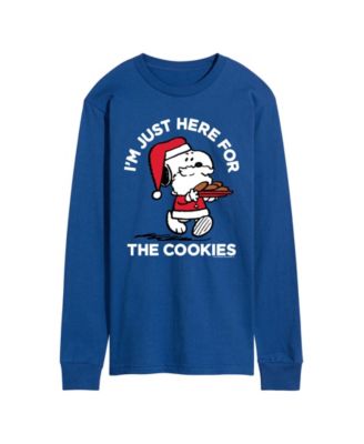 Men's Peanuts Santa Snoopy I'M Just Here for the Cookies Graphic Crewneck T-Shirt