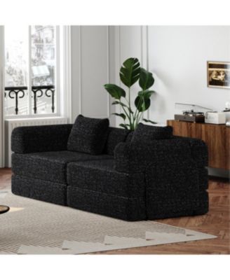 72.4" Convertible Sofa Bed with Storage Pockets and Cushions