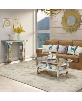 Modern square luxury coffee table with tempered glass for living room.